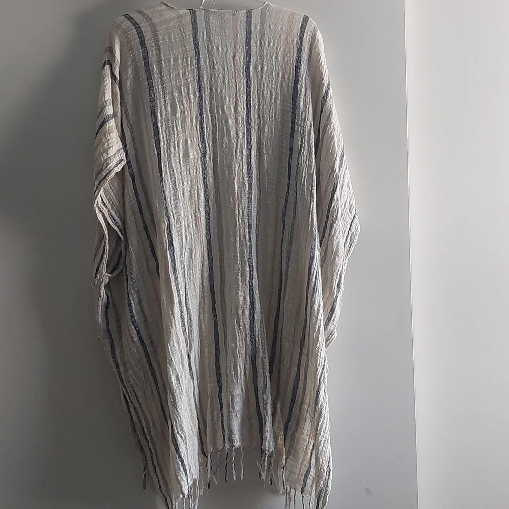 American Eagle Gauzy Cotton Lightweight Neutral Stripe Kimono
